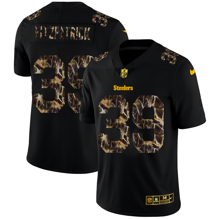 2020 Pittsburgh Steelers #39 Minkah Fitzpatrick Men Black Nike Flocked Lightning Vapor Limited NFL Jersey
